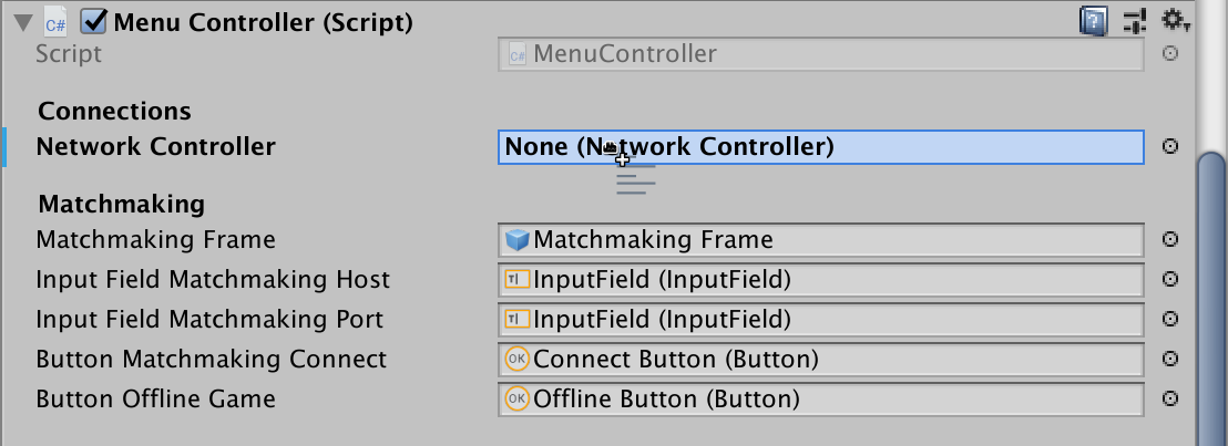 Screenshot adding the network controller to the gui